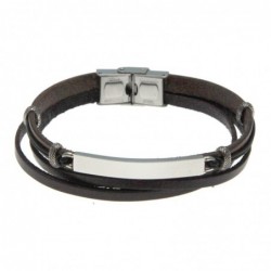 bracciale uomo in pelle con piastra per incisioni
