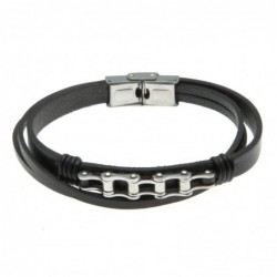 bracciale uomo con catena moto e bici in pelle