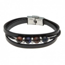 bracciale uomo in pelle e pietre dure