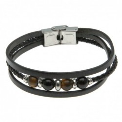 bracciale uomo in pelle e pietre dure