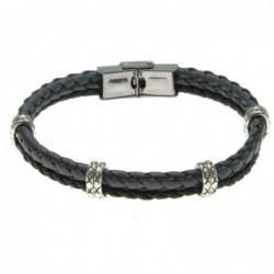 bracciale uomo in pelle con elementi in acciaio