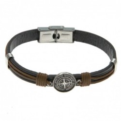 bracciale uomo con rosa dei venti in pelle