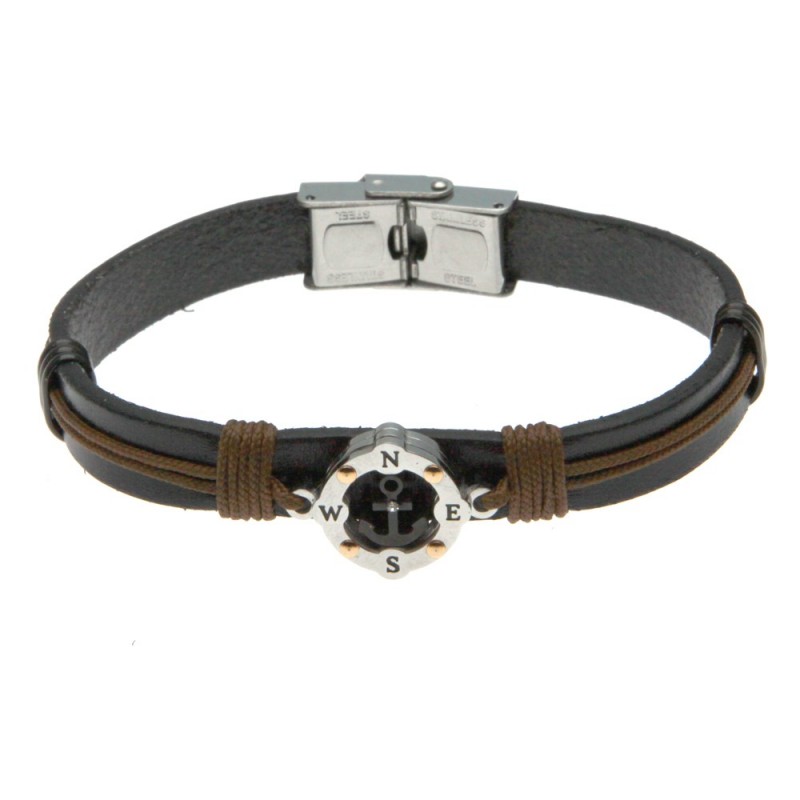 bracciale uomo con ancora in pelle