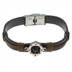 bracciale uomo con rosa dei venti in pelle