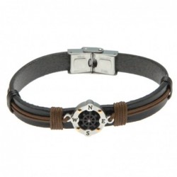 bracciale uomo con timone in pelle