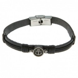 bracciale uomo con ancora in pelle