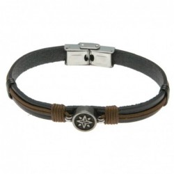 bracciale uomo con rosa ei venti in pelle
