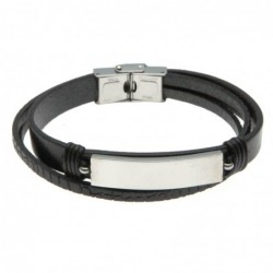 bracciale uomo in pelle con piastra per incisioni