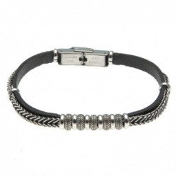 bracciale uomo in pelle e acciaio