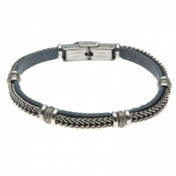 bracciale uomo in pelle e acciaio