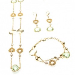 Parure donna in bronzo con perle e cristalli