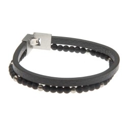bracciale uomo pelle e pietre dure