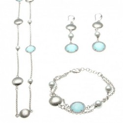 Parure donna in bronzo con perle e cristalli