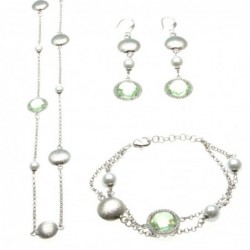 Parure donna in bronzo con perle e cristalli