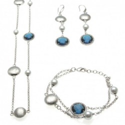 Parure donna in bronzo con perle e cristalli