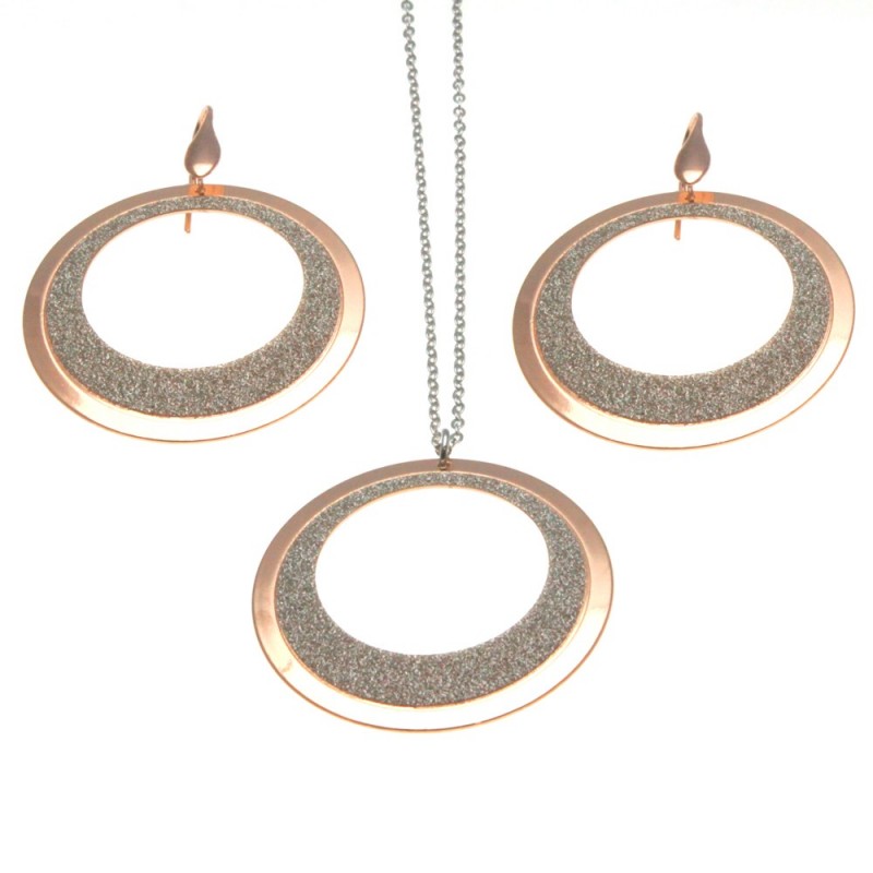 Parure donna orecchini e ciondolo tondi in bronzo