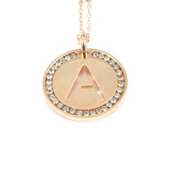 Collana con ciondolo lettera a in bronzo oro rosa