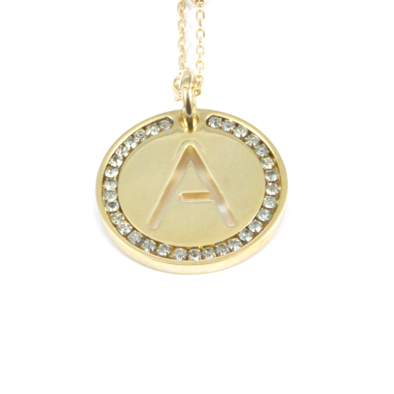 Collana con ciondolo lettera a in bronzo oro giallo