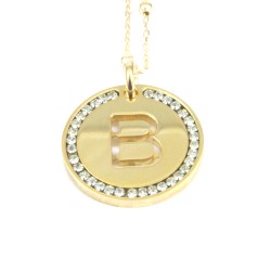 Collana con ciondolo lettera b in bronzo oro giallo