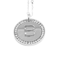 Collana con ciondolo lettera b in bronzo argento