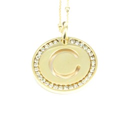 Collana con ciondolo lettera c in bronzo oro giallo