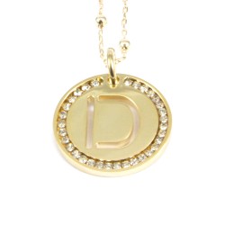 Collana con ciondolo lettera d in bronzo oro giallo