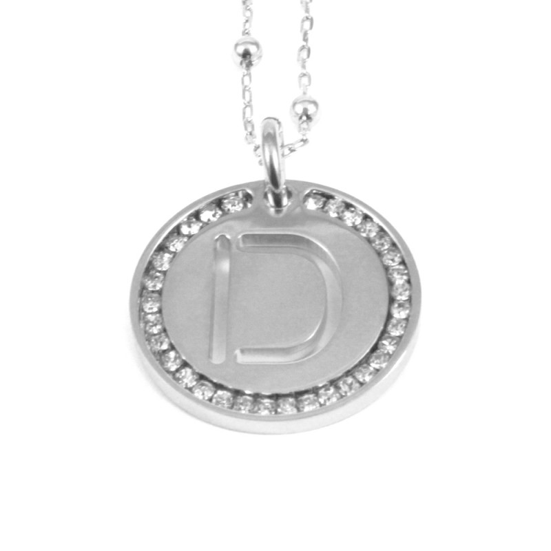 Collana con ciondolo lettera d in bronzo argento