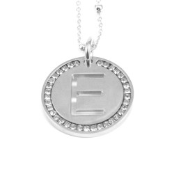 Collana con ciondolo lettera e in bronzo argento