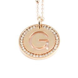 Collana con ciondolo lettera g in bronzo oro rosa