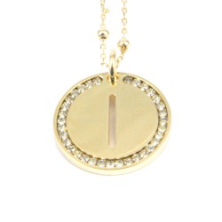 Collana con ciondolo lettera i in bronzo oro giallo