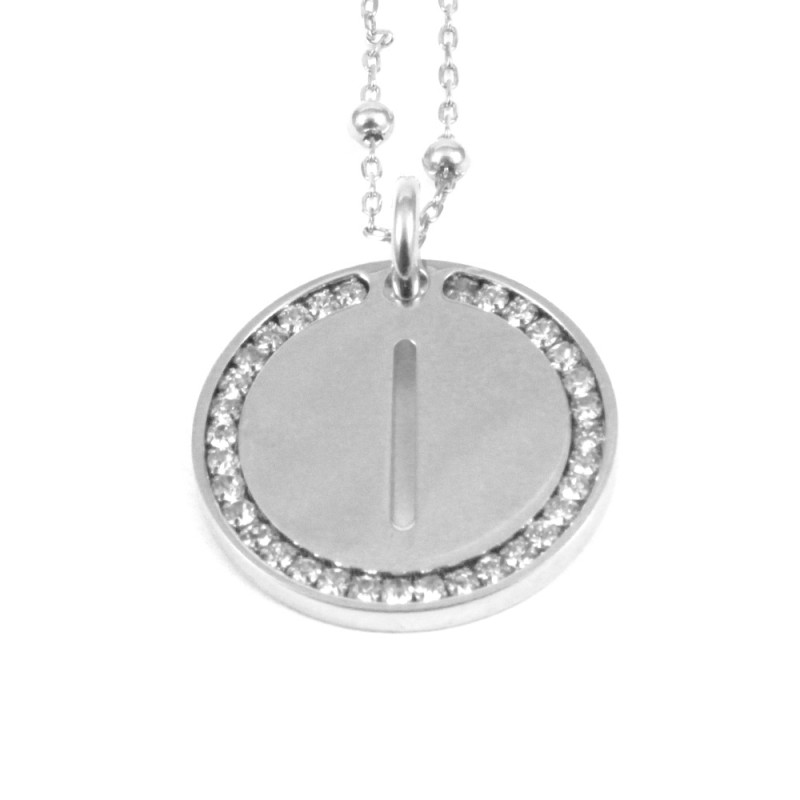 Collana con ciondolo lettera i in bronzo argento