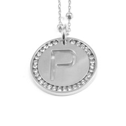 Collana con ciondolo lettera p in bronzo argento
