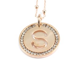 Collana con ciondolo lettera s in bronzo oro rosa