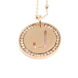 Collana con ciondolo lettera j in bronzo oro rosa