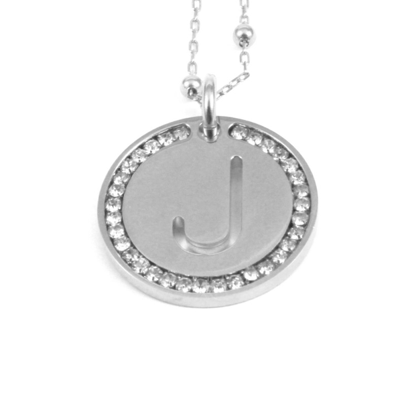 Collana con ciondolo lettera j in bronzo argento