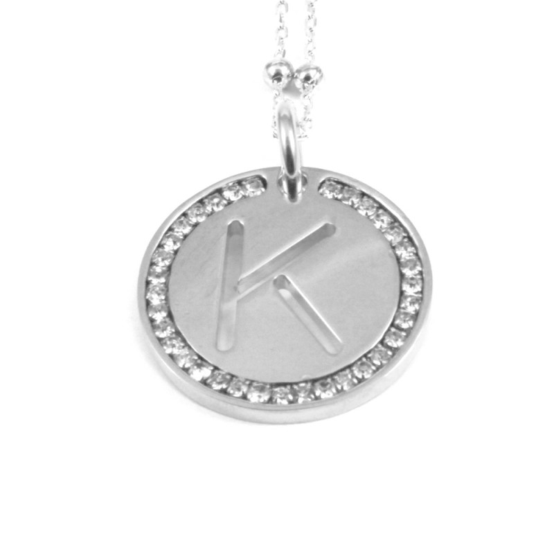 Collana con ciondolo lettera k in bronzo argento