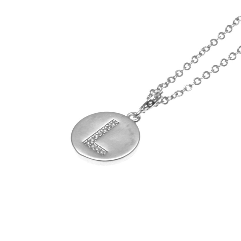 collana con ciondolo lettera l in acciaio con strass