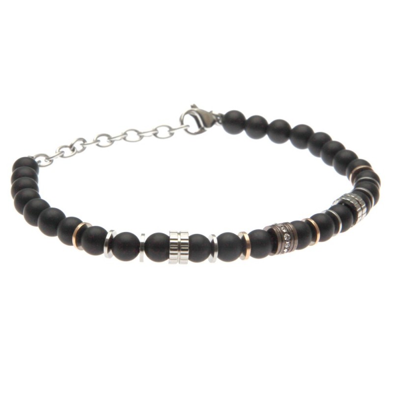 bracciale uomo in pietre dure e acciaio