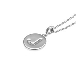 collana con ciondolo lettera j in acciaio con strass