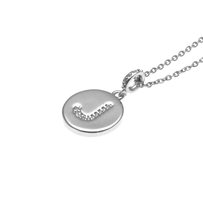 collana con ciondolo lettera j in acciaio con strass