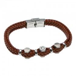 bracciale uomo con viti e bulloni in pelle