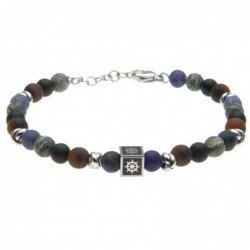 bracciale uomo timone in acciaio e pietre dure