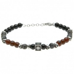 bracciale uomo timone in acciaio e pietre dure