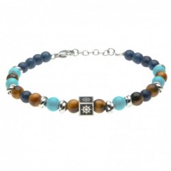 bracciale uomo timone in acciaio e pietre dure