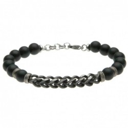 bracciale uomo pietre con catena grumetta brunita