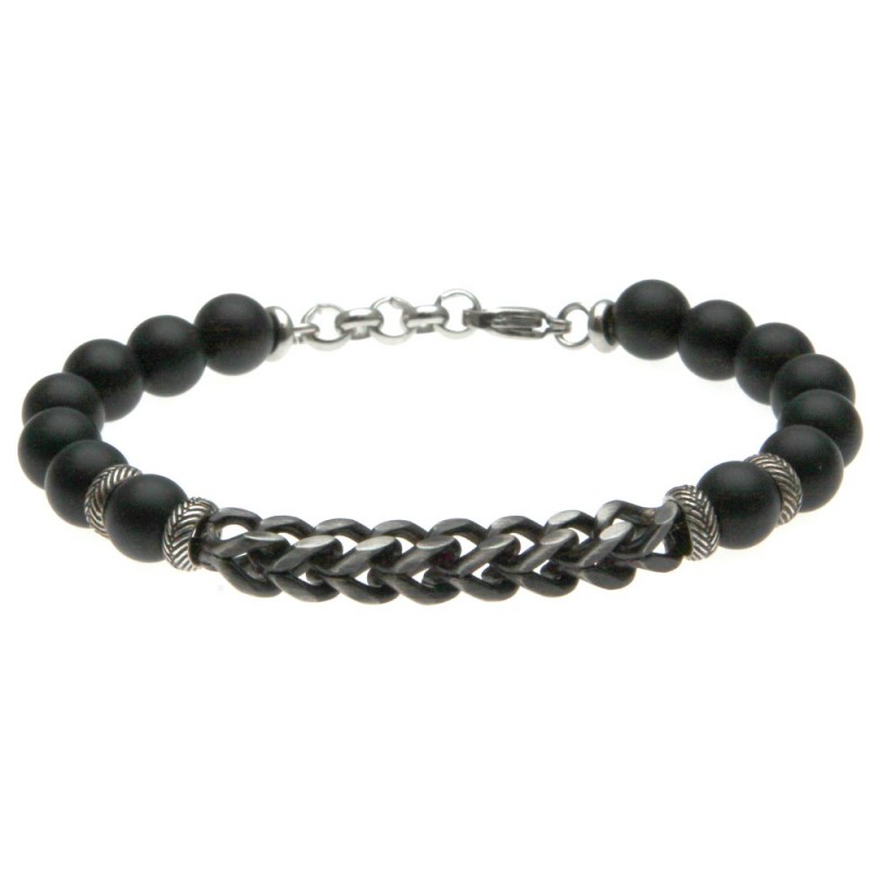 bracciale uomo pietre con catena grumetta brunita