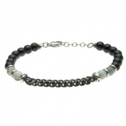 bracciale uomo pietre con catena grumetta brunita