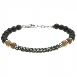 bracciale uomo pietre con catena grumetta brunita