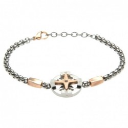 bracciale uomo con rosa dei ventiin acciaio