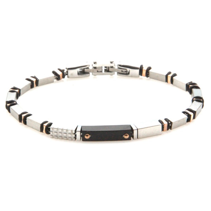bracciale uomo in acciaio elementi rettangolari